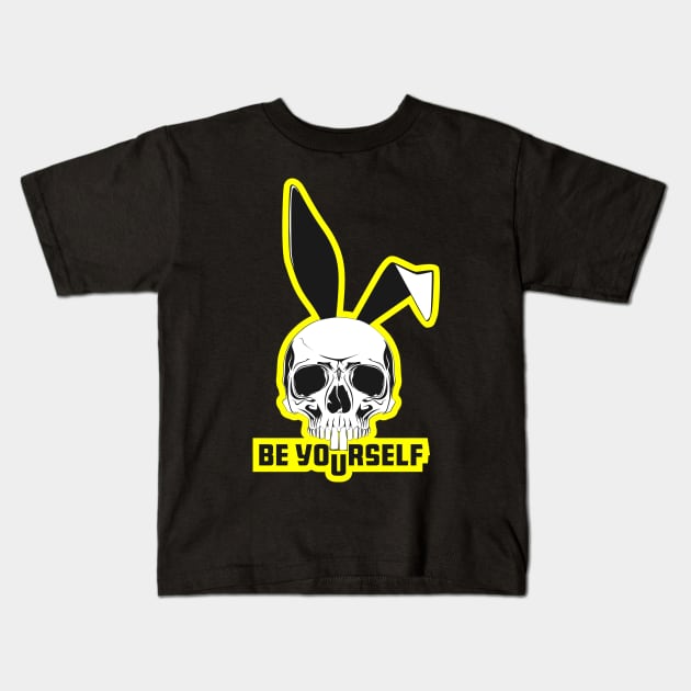 Be yourself bunny ears skull. Kids T-Shirt by Ekenepeken